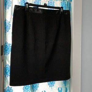 New black skirt, leather trim